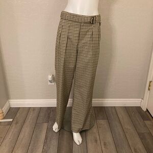 Andersson Bell Belted Semi Wide Leg Green Check Trousers Medium